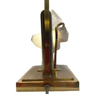 Willy Daro Rock crystal and brass table lamp Willy Daro 1970
