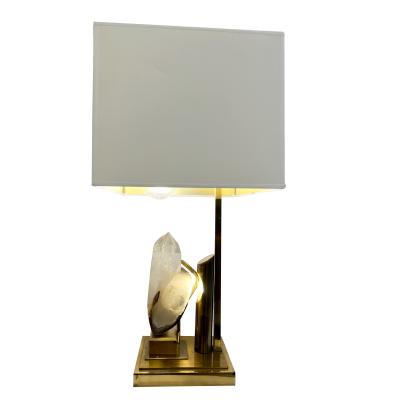 Willy Daro Rock crystal and brass table lamp Willy Daro 1970