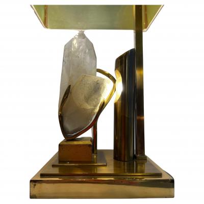 Willy Daro Rock crystal and brass table lamp Willy Daro 1970