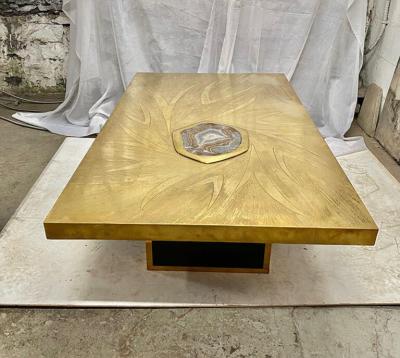 Willy Daro STUNNING BRASS ACID ETCHED COFFEE TABLE BY WILLY DARO