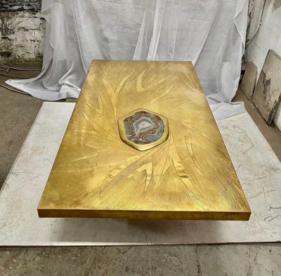 Willy Daro STUNNING BRASS ACID ETCHED COFFEE TABLE BY WILLY DARO