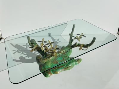 Willy Daro Willy Daro Brass Bonsai Tree Coffee Table in Verdigris Patina
