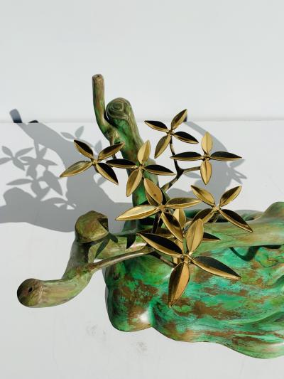 Willy Daro Willy Daro Brass Bonsai Tree Coffee Table in Verdigris Patina