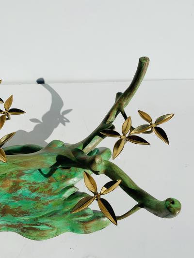 Willy Daro Willy Daro Brass Bonsai Tree Coffee Table in Verdigris Patina