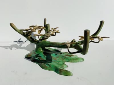 Willy Daro Willy Daro Brass Bonsai Tree Coffee Table in Verdigris Patina