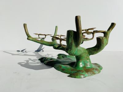 Willy Daro Willy Daro Brass Bonsai Tree Coffee Table in Verdigris Patina