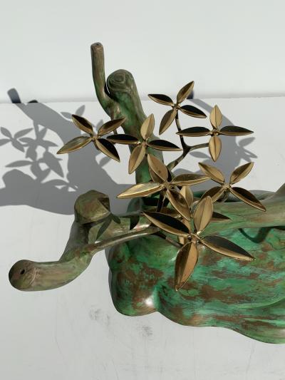 Willy Daro Willy Daro Brass Bonsai Tree Coffee Table in Verdigris Patina