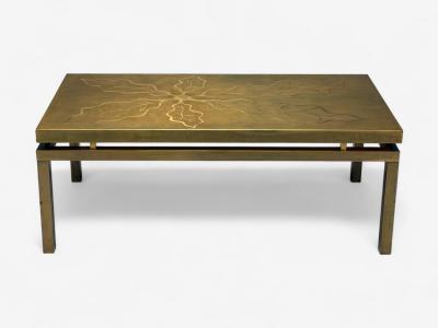 Willy Daro Willy Daro Engraved Brass Coffee Table Belgium 1970s