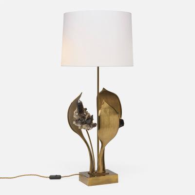 Willy Daro important Bronze and Quartz Table Lamp by Willy Daro