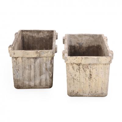 Willy Guhl Pair of French Cast Stone Rectangular Planters by Willy Guhl C 1970