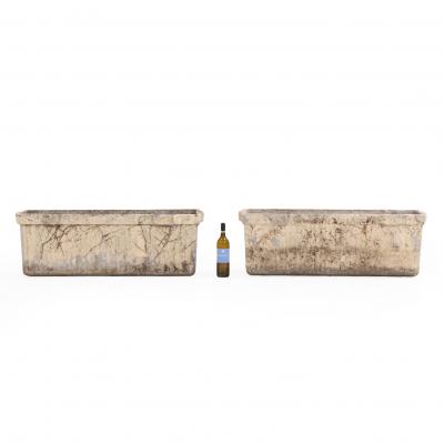 Willy Guhl Pair of French Cast Stone Rectangular Planters by Willy Guhl C 1970