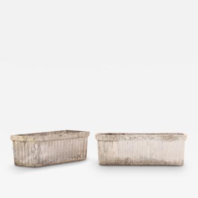 Willy Guhl Pair of French Cast Stone Rectangular Planters by Willy Guhl C 1970