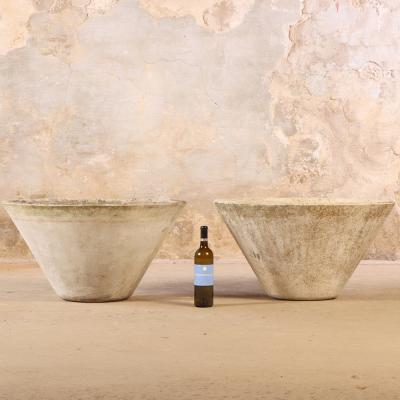 Willy Guhl Pair of Round Cast Stone Garden Urns Attributed to Willy Guhl C 1970