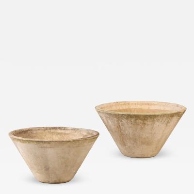 Willy Guhl Pair of Round Cast Stone Garden Urns Attributed to Willy Guhl C 1970