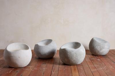 Willy Guhl Sculptural Concrete Chair and Table Set