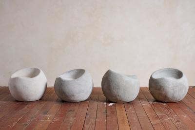Willy Guhl Sculptural Concrete Chair and Table Set