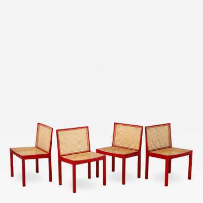 Willy Guhl Set of Four Red Lacquered Bankshuhl Chairs by Willy Guhl for Stendig