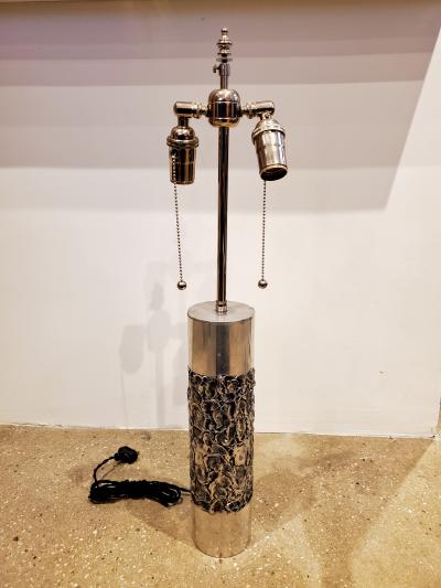 Willy Luyckx Brutalist Floral Impression Aluminum Table Lamp by Willy Luyckx Aluclair