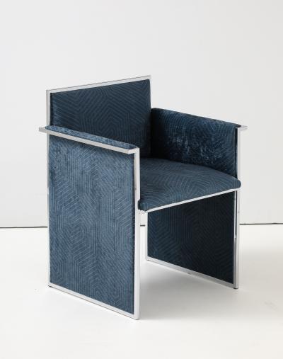 Willy Rizzo 1970s Streamline Chrome And Chenille Italian Dining Chairs Set Of 6