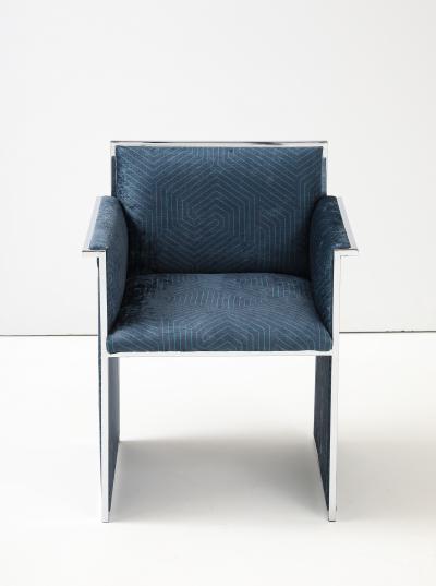 Willy Rizzo 1970s Streamline Chrome And Chenille Italian Dining Chairs Set Of 6