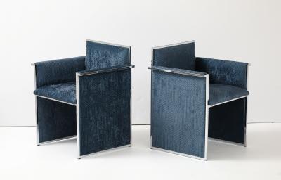 Willy Rizzo 1970s Streamline Chrome And Chenille Italian Dining Chairs Set Of 6