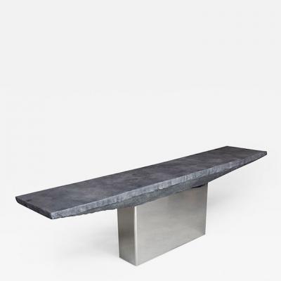 Willy Rizzo A Willy Rizzo Faux Slate and Polished Chrome Console Table