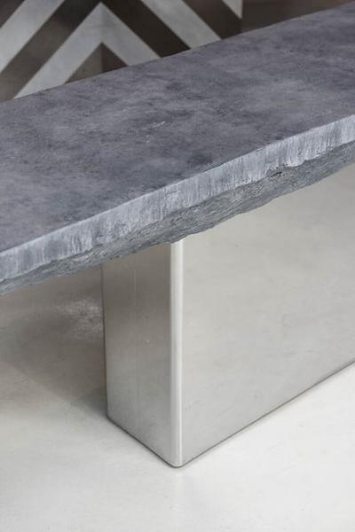 Willy Rizzo A Willy Rizzo Faux Slate and Polished Chrome Console Table