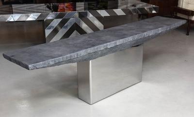 Willy Rizzo A Willy Rizzo Faux Slate and Polished Chrome Console Table