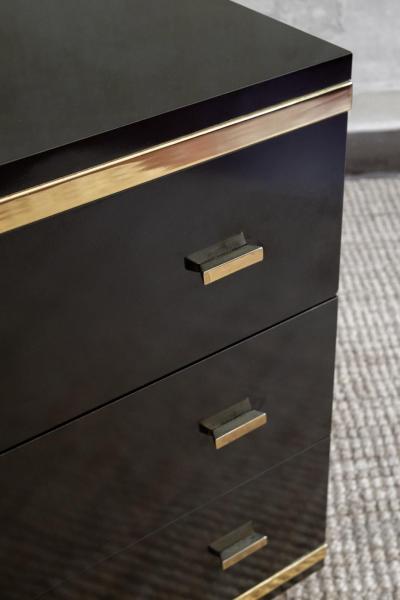 Willy Rizzo Black Lacquered Wood And Metal Chest Of Drawers Attr Willy Rizzo Italy 1970