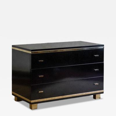 Willy Rizzo Black Lacquered Wood And Metal Chest Of Drawers Attr Willy Rizzo Italy 1970