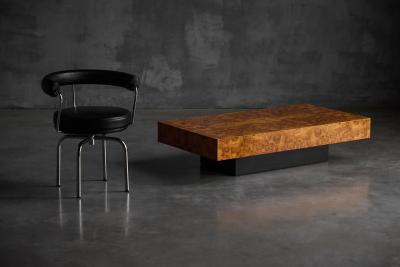 Willy Rizzo Burlwood Coffee Table in the Style of Willy Rizzo Italy 1970s