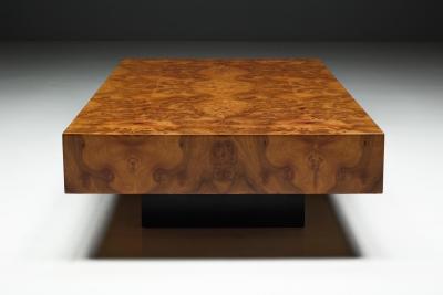 Willy Rizzo Burlwood Coffee Table in the Style of Willy Rizzo Italy 1970s