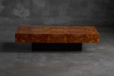 Willy Rizzo Burlwood Coffee Table in the Style of Willy Rizzo Italy 1970s