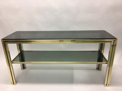 Willy Rizzo Italian Mid Century Modern Brass and Chrome Console Sofa Table by Willy Rizzo