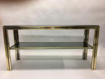 Willy Rizzo Italian Mid Century Modern Brass and Chrome Console Sofa Table by Willy Rizzo