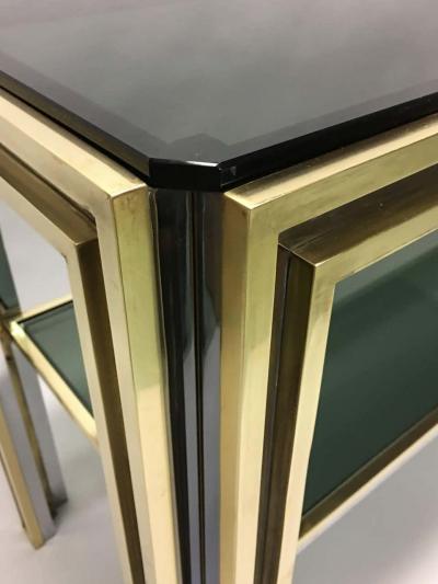 Willy Rizzo Italian Mid Century Modern Brass and Chrome Console Sofa Table by Willy Rizzo