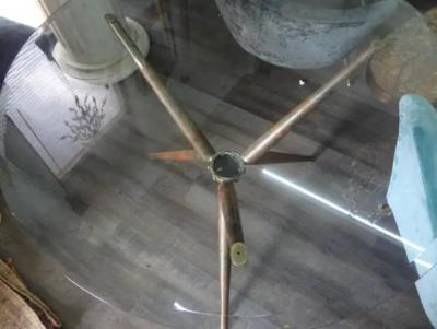 Willy Rizzo Italian Modern Brass Tripod Center Table With Glass Top