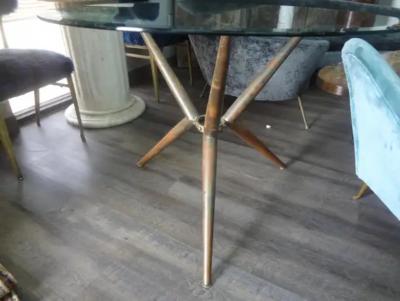 Willy Rizzo Italian Modern Brass Tripod Center Table With Glass Top