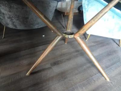 Willy Rizzo Italian Modern Brass Tripod Center Table With Glass Top