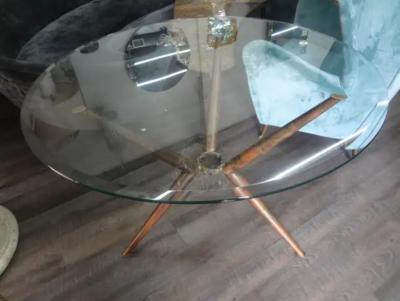 Willy Rizzo Italian Modern Brass Tripod Center Table With Glass Top