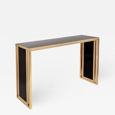 Willy Rizzo Italian Modern Gold and Black Brass Console Table by Willy Rizzo for Mario Sabot