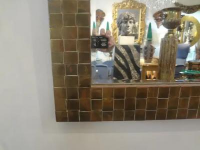 Willy Rizzo Italian Woven Brass Beveled Mirror