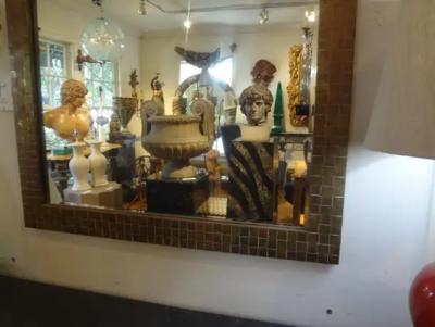 Willy Rizzo Italian Woven Brass Beveled Mirror