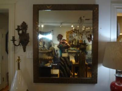 Willy Rizzo Italian Woven Brass Beveled Mirror