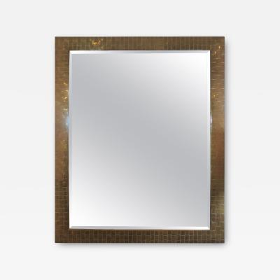 Willy Rizzo Italian Woven Brass Beveled Mirror