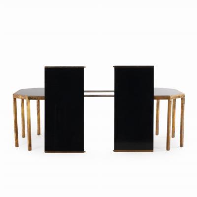 Willy Rizzo Italian black glass and brass dining table attributed to Willy Rizzo C 1970 