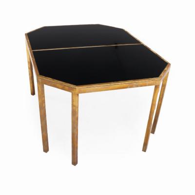 Willy Rizzo Italian black glass and brass dining table attributed to Willy Rizzo C 1970 