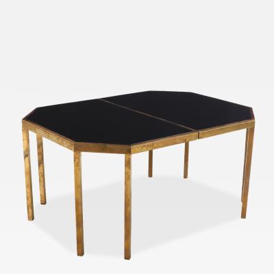 Willy Rizzo Italian black glass and brass dining table attributed to Willy Rizzo C 1970 