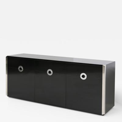 Willy Rizzo Italian sideboard by Willy Rizzo for Mario Sabot in black wood and steel 1970s