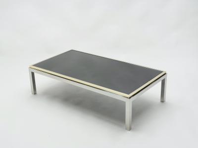 Willy Rizzo Large brass and chrome Coffee Table Willy Rizzo model Flaminia 1970s